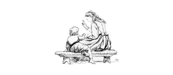 Lady teaching child